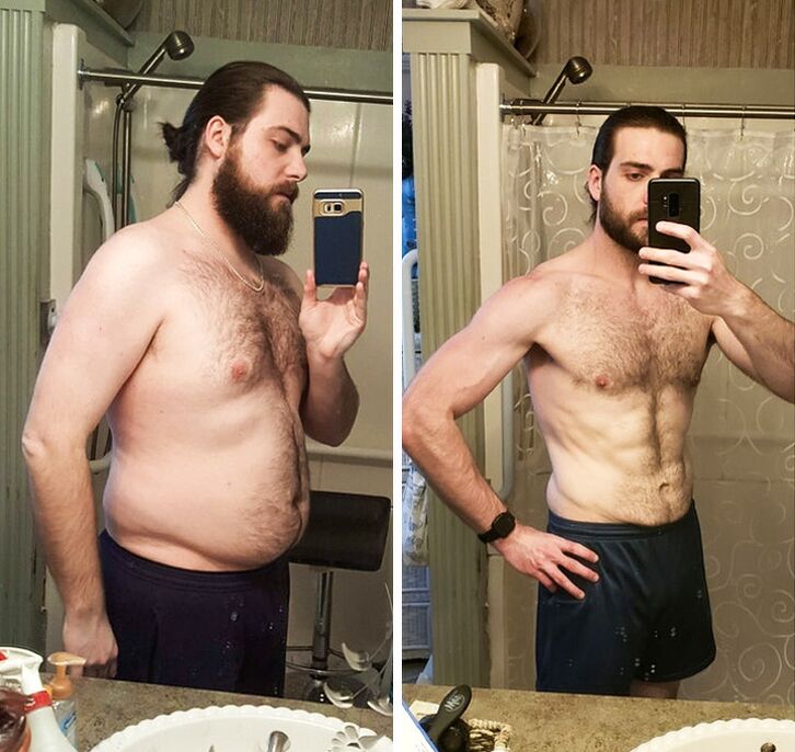 Hombre abundante antes y después de aplicar