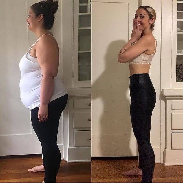 Mujer antes y después de tomarse abatido